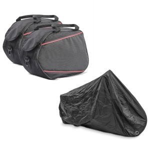 Set: Seitenkoffer Innentaschen 2x20L für Honda Pan European ST 1300 / 1100 + Abdeckplane Honda Pan European ST 1300 / 1100 Craftride XXXL schwarz_1