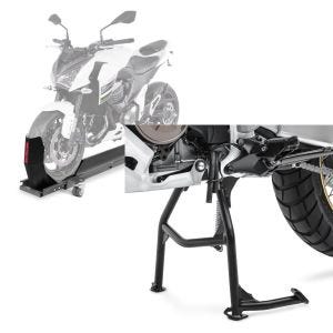 Set: Motorrad Rangierschiene mit Wippe ConStands Smart Mover bis 450 kg in grau + Hauptständer für Honda Africa Twin 1100 20-21 Constands Mittelständer_1