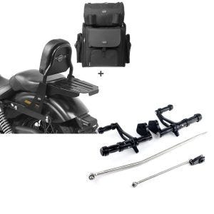 Set: Sissybar + Hecktasche für Harley Dyna Street Bob 09-17 abnehmbar mit Gepäckträger Craftride CSS + Vorverlegte Fußrastenanlage für Harley Dyna Street Bob 06-17 Craftride schwarz_1
