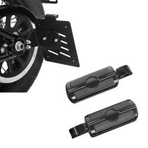 Set: Seitlicher Kennzeichenhalter für Harley Davidson Softail 18-21 Craftride schwarz + Sozius Fussrasten für Harley Softail Street Bob 18-21 Craftride SF6 schwarz_1