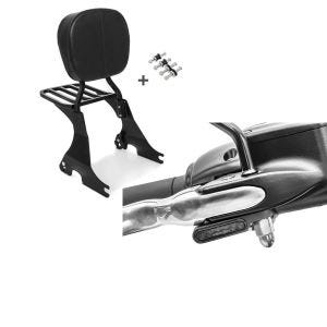 Set: Sissybar für Harley Davidson Sportster Forty-Eight 48 Special 18-20 Craftride inkl. Gepäckträger und Docking Kit schwarz + LED Lenkerblinker für Harley Davidson Sportster Forty-Eight 48 / Special Lumitecs Blinker M2 getönt_1