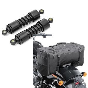 Set: Stoßdämpfer 11 Zoll Harley V-Rod Muscle Federbeine von Craftride schwarz + Hecktasche für Harley V-Rod / Muscle SQ1 Craftride 52l schwarz_1