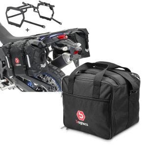 Set: Satteltaschen Set WP8 für BMW R 1200 GS 04-12 mit Kofferträger Bagtecs + Innentasche Aluminium Topcase für BMW R 1250 GS / 1200 GS /Adventure 04-21 Alukoffer Bagtecs MT1_1
