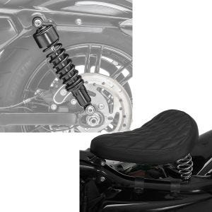 Set: Stoßdämpfer 11,9 Zoll Harley Davidson Sportster 883 Iron 09-20 Craftride schwarz + Solo Federsattel für Harley Davidson Sportster 883 Iron BR11 Craftride_1
