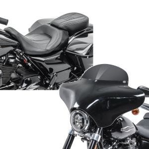 Set: Sitzbank für Harley Road King Classic 09-19 Komfortsitzbank Craftride CV schwarz + Batwing Verkleidung BD8 für Harley Davidson Road King / Classic Craftride_1