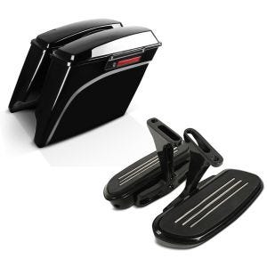 Set: Seitenkoffer Stretched für Harley Davidson Street Glide (FLHX) 06-13 Black Latch Craftride + Beifahrer Trittbretter + Halter CF2B für Harley Street Glide 06-21 Craftride_1