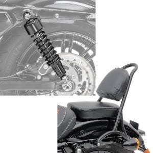 Set: Stoßdämpfer 11,9 Zoll Harley Davidson Sportster 883 Iron 09-20 Craftride schwarz + Sissy Bar RPS für Harley Davidson Sportster 883 Iron 09-20 schwarz Craftride_1