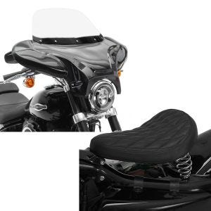 Set: Batwing Verkleidung für Honda Shadow VT 750 C Craftride mit Windschild schwarz + Solo Federsattel für Honda Shadow VT 750 / 600 C BR11 Craftride_1