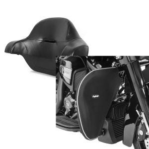 Set: Rückenpolster Topcase für Harley Street Glide 14-21 Craftride King Tour-Pak + Sturzbügel Spritzschutz für Harley Street Glide 06-21 Beinwärmer Craftride_1