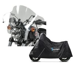 Set: Windschild Batwing Yamaha XV 535 Virago 88-03 klar Craftride + Motorrad Abdeckplane Yamaha XV 535 Virago Tourtecs L schwarz_1