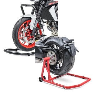 Set: Lenkkopfständer Montageständer KTM 1290 Super Duke / R 17-19 ConStands V5 schwarz + Einarmständer KTM 1290 Super Duke / R 14-21 Montageständer ConStands Single-Classic rot_1