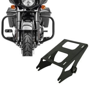 Set: Sturzbügel für Harley Davidson Street Glide 09-21 Craftride TR2 schwarz + Topcase Träger Doppelsitzbank für Harley Davidson Street Glide 14-21 schwarz Craftride_1