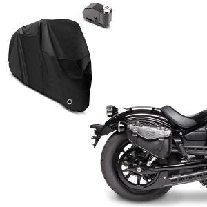 Set: Abdeckplane + Alarm Bremsscheibenschloss für Honda Rebel 500 Tourtecs + Satteltasche Honda Rebel 500 Craftride Arizona 3Ltr rechts in schwarz_1