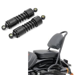 Set: Stoßdämpfer 11 Zoll Harley Sportster 883 Iron Federbeine von Craftride schwarz + Sissy Bar RPS für Harley Davidson Sportster 883 Iron 09-20 schwarz Craftride_1