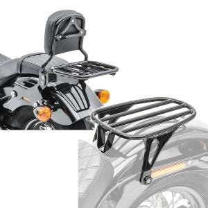 Set: Sissybar für Harley Softail 18-21 R1 mit Gepäckträger und Docking schwarz Craftride + Gepäckträger für Harley Davidson Softail Standard 20-21 Solo Rack Craftride GS3 schwarz_1