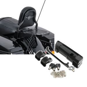 Set: Sissy Bar CXS Fix für Harley Street Glide 14-21 mit Gepäckträger schwarz Craftride + Topcase Verschluss Kit für Harley Street Glide 14-21 schwarz Craftride_1