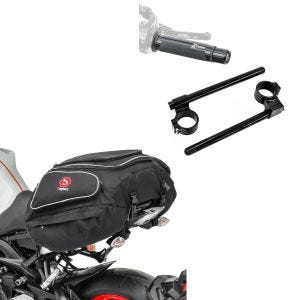 Set: Hecktasche Honda CBR 1000 RR Fireblade Gepäcktasche hinten Bagtecs X50 50Ltr schwarz + Stummellenker Set für Honda CBR 1000 RR Fireblade / SP Clip On 22mm und Griffe Zaddox S-G1_1