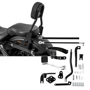 Set: Sissybar für Harley Davidson Street Bob 09-17/LR Craftride Fast Driver-S schwarz + Vorverlegte Fussrastenanlage für Harley Davidson Dyna Street Bob 06-17 Craftride RR1_1