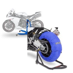 Set: Zentralständer Yamaha YZF-R1 07-14 blau Motorradheber ConStands Power-Classic + Reifenwärmer Set für Yamaha YZF-R6 YZF-R1 ConStands Laguna Seca 60-80°C blau_1