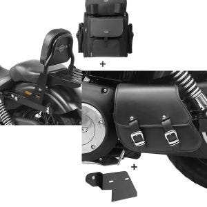 Set: Sissybar + Hecktasche für Harley Dyna Street Bob 09-17 abnehmbar mit Gepäckträger Craftride CSS + Schwingentasche + Halter für Harley Dyna Street Bob 06-17 Craftride_1