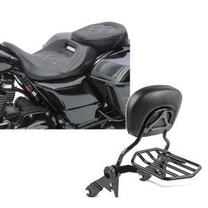 Set: Sitzbank für Harley Street Glide Special 15-21 Komfortsitzbank Craftride RH3 schwarz-orange + Sissybar Harley Street Glide Special 15-21 Craftride Fast Driver-L Flex inkl. Gepäckträger schwarz_1