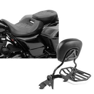 Set: Sitzbank für Harley Street Glide Special 15-21 Craftride RH3 schwarz + Sissybar Harley Street Glide Special 15-21 Craftride Fast Driver-L Flex inkl. Gepäckträger schwarz_1