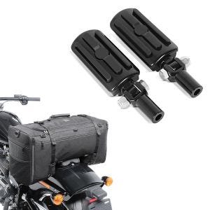 Set: Sozius Fussrasten Set mit Halter für Harley Fat Boy 00-17 BL1 schwarz Craftride + Hecktasche für Harley Fat Boy / 114 SQ1 Craftride 52l schwarz_1