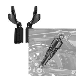 Set: Sozius Fussrasten Set mit Halter für Harley Sportster 883 Iron 09-13 BL1 Craftride + Stoßdämpfer 10,5 Zoll Harley Sportster 883 Iron 09-20 Federbeine von Craftride schwarz_1