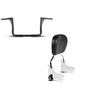 Set: Lenker Ape Hanger 12" für Harley Electra Glide Standard 96-10 schwarz Craftride + Sissybar Harley Touring Modelle 1997-2008 Craftride Fast Driver-M chrom_1