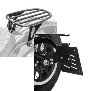 Set: Gepäckträger für Harley Davidson Softail Standard 20-21 Solo Rack Craftride GS3 schwarz + Seitlicher Kennzeichenhalter für Harley Davidson Softail 18-21 Craftride schwarz_1