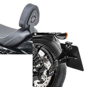 Set: Fahrer Sissybar für Harley Sportster 883 Iron 09-20 Fahrer Rückenlehne Craftride + Seitlicher Kennzeichenhalter für Harley Sportster 883 Iron 09-20 Craftride schwarz_1