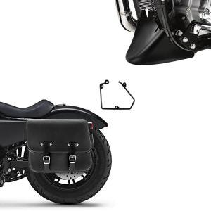 Set: Satteltasche + Halter für Harley Sportster 883 Iron 16-20 links 20l Craftride + Bugspoiler für Harley Sportster 883 Iron 09-20 Craftride_1