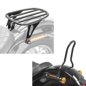 Set: Gepäckträger für Harley Davidson Softail Standard 20-21 Solo Rack Craftride GS3 schwarz + Sissybar für Harley Davidson Softail 18-21 Craftride Tampa S schwarz_1