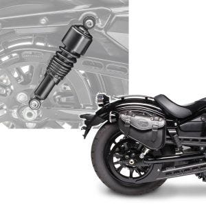 Set: Stoßdämpfer 10,5 Zoll Harley Sportster 883 Iron 09-20 Federbeine von Craftride schwarz + Satteltasche Harley Sportster 883 Iron Craftride Arizona 3Ltr rechts in schwarz_1