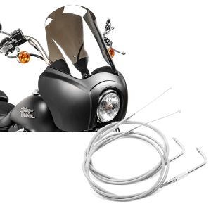 Set: Frontverkleidung für Harley Dyna Street Bob 06-17 Craftride MG5 mit Scheibe schwarz-matt rauchgrau + Gaszug für Harley Dyna Street Bob 06-10 Edelstahl/Nylon Craftride_1