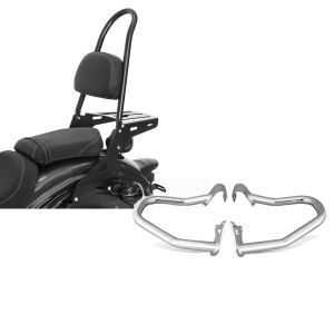 Set: Sissybar für Indian Scout / Sixty 15-21 Craftride Fast Rider-L inkl. Gepäckträger schwarz + Sturzbügel Indian Scout/ Sixty/Bobber 15-21 Craftride chrom_1