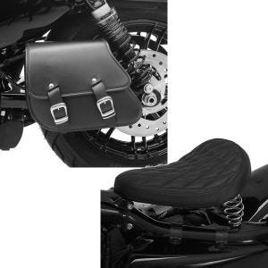 Set: Schwingentasche + Halter für Harley Sportster 883 Iron 09-20 Craftride + Solo Federsattel für Harley Davidson Sportster 883 Iron BR11 Craftride_1