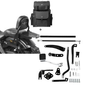 Set: Sissybar + Hecktasche für Harley Dyna Street Bob 09-17 abnehmbar mit Gepäckträger Craftride CSS + Vorverlegte Fussrastenanlage für Harley Davidson Dyna Street Bob 06-17 Craftride RR1_1