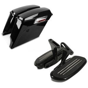Set: Seitenkoffer Set für Harley Davidson Street Glide (FLHX) 06-13 Craftride Stretched 35Ltr schwarz + Beifahrer Trittbretter + Halter CF2B für Harley Street Glide 06-21 Craftride_1