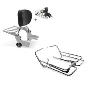 Set: Sissy Bar + Gepäckträger + Docking-Kit für Harley Street Glide 06-08 chrom Craftride + Kofferträger Twin Rail für Harley Touring 97-08 mit Schutzbügel Craftride_1