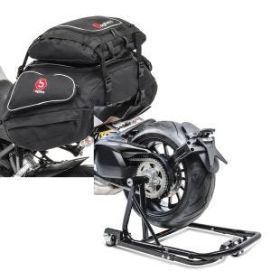 Set: Hecktaschen Set Ducati Diavel / S Bagtecs X50 und X52 + Rangierhilfe Ducati Diavel / S 11-20 Montageständer ConStands Single Mover Schwarz_1