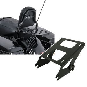 Set: Sissy Bar CXS Fix für Harley Street Glide 14-21 mit Gepäckträger schwarz Craftride + Topcase Träger Doppelsitzbank für Harley Davidson Street Glide 14-21 schwarz Craftride_1