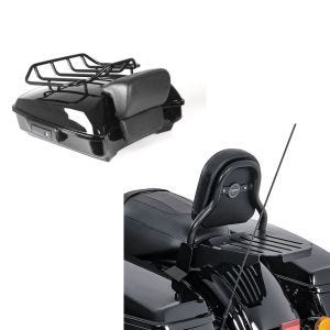 Set: Topcase für Harley Street Glide 14-21 Craftride Razor GB1 mit Gepäckgrill schwarz + Sissy Bar CXS Fix für Harley Street Glide 14-21 mit Gepäckträger schwarz Craftride_1