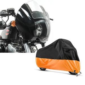 Set: Lampenmaske für Harley Sportster Forty-Eight 48 / Special Lichtmaske Craftride Q1 klar + Abdeckplane Harley Sportster Forty-Eight 48 / Special Craftride XL in schwarz-orange_1