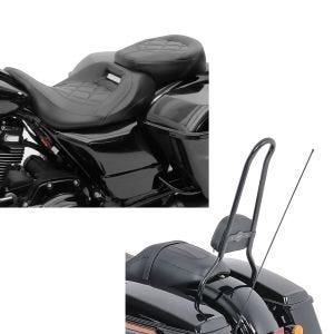 Set: Sitzbank für Harley CVO Street Glide 11-21 Craftride RH3 schwarz + Sissybar für Harley Davidson CVO Street Glide 14-21 Craftride SP schwarz_1