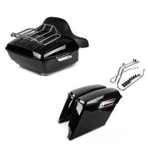 Set: Topcase King OLR für Harley Heritage Softail Classic / 114 schwarz Craftride + Seitenkoffer Set für Harley Davidson Heritage Softail Classic 88-17 Craftride Stretched inkl Träger chrom_1