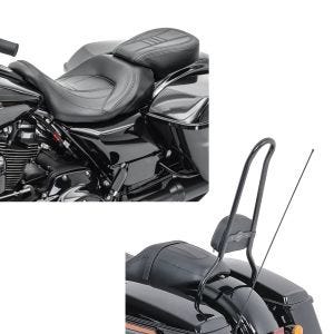 Set: Sitzbank für Harley CVO Street Glide 11-21 Komfortsitzbank Craftride CV schwarz + Sissybar für Harley Davidson CVO Street Glide 14-21 Craftride SP schwarz_1