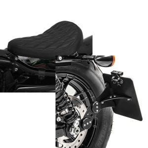 Set: Solo Federsattel für Harley Davidson Sportster 883 Iron BR11 Craftride + Seitlicher Kennzeichenhalter für Harley Sportster 883 Iron 09-20 Craftride schwarz_1