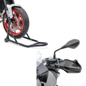 Set: Montageständer Vorderrad schwarz für BMW S 1000 R / RR / XR ConStands + Handprotektoren für BMW S 1000 XR 15-18 Handschutz Motoguard schwarz_1