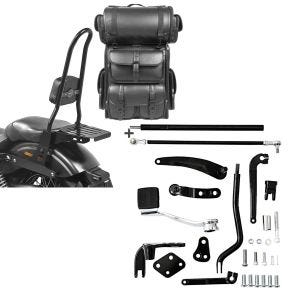Set: Sissy Bar CSXL Fix + Hecktasche LX für Harley Dyna Street Bob 09-17 mit Gepäckträger schwarz Craftride + Vorverlegte Fussrastenanlage für Harley Davidson Dyna Street Bob 06-17 Craftride RR1_1